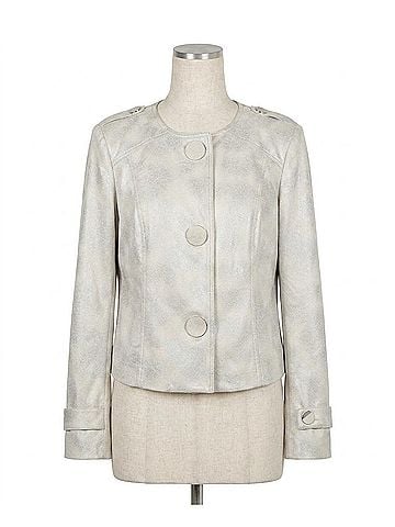 Joseph Ribkoff Faux Leather Boxy Jacket in Moonstone (view 1)