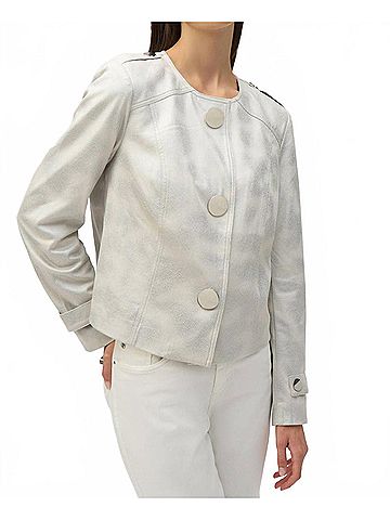 Joseph Ribkoff Faux Leather Boxy Jacket in Moonstone (view 2)