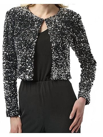 Joseph Ribkoff Sequin Short Jacket in Black/Silver (view 2)
