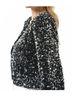 Joseph Ribkoff Solid Black Sequin Short Jacket in Black/Silver Size M - photo 3
