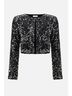 Joseph Ribkoff Solid Black Sequin Short Jacket in Black/Silver Size M - photo 4
