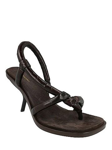 Salvatore Ferragamo Women's Fleur Leather Sandals in Dark Brown (view 2)