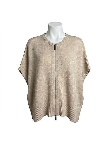 Lafayette 148 New York Women's Zip Up Poncho in Dune (view 1)
