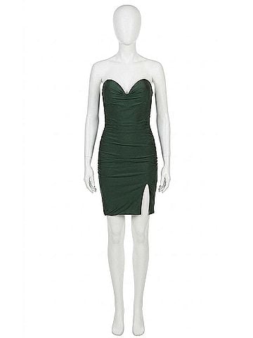 La Femme Strapless Ruched Mini Dress in Emerald (view 1)