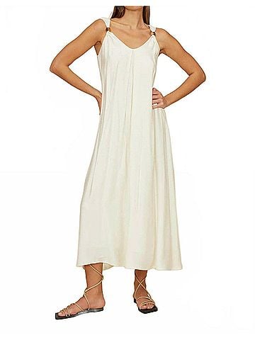 Lucy Paris Sutton Halter Bead Dress in Ivory (view 2)