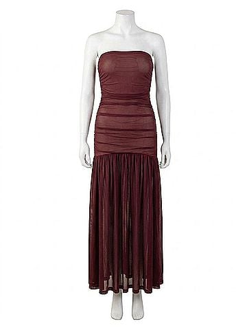 Olivaceous Clara Midi Mesh Dress in Burgundy (view 1)
