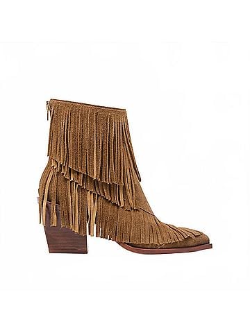 Dolce Vita Women's Torey Fringe Bootie in Chestnut Suede (view 1)