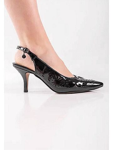 J. Renee Women's Vanani Sling Back Pumps in Black Patent/Mesh (view 2)