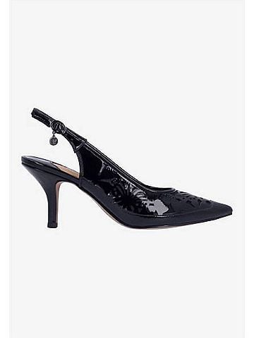 J. Renee Women's Vanani Sling Back Pumps in Black Patent/Mesh (view 1)