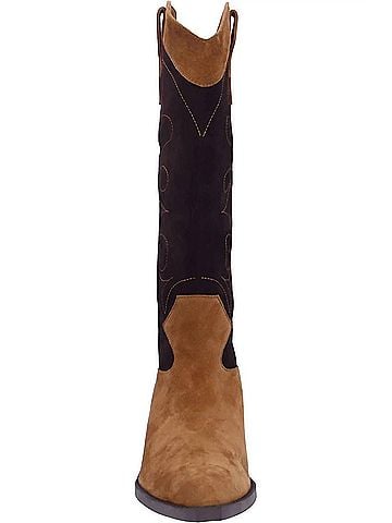 L'Amour Des Pieds Women's Veera Block Heel Boots in Brown Multi (view 2)