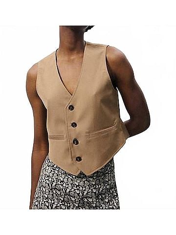 FRNCH Alix Suit Vest in Camel (view 2)