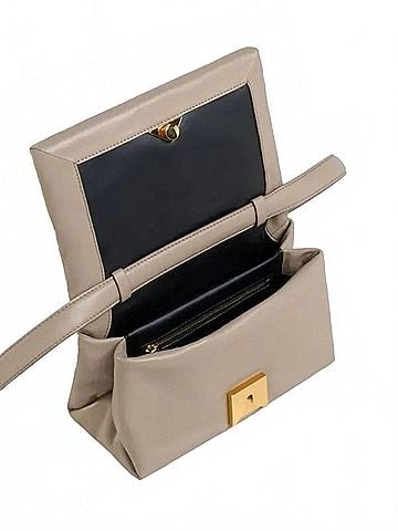MARNI Women's Prism Leather Large Shoulder Bag in Cork Beige (view 2)