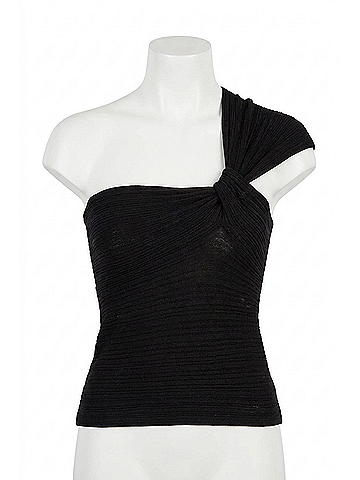 Autumn Cashmere One Shoulder Drape Top in Black (view 1)