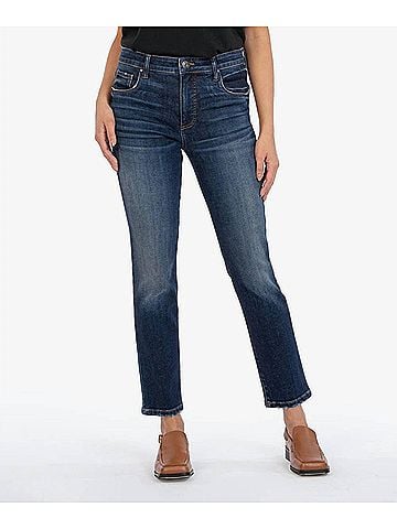 Kut from the Kloth Reese High Rise Fab Ab Ankle Straight Leg Jeans in Enchantment (view 2)