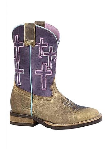 Roper Kids Crosses Geo Sole Square Toe Cowgirl Boot (view 1)