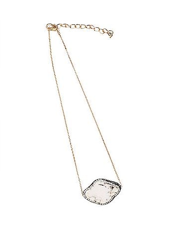 Southern Grace Women's Stone And Crystal Pendant Chain Choker in Cream (view 1)