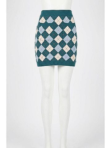 Free People Argyle Viola Sweater Skirt in Marine Combo (view 1)