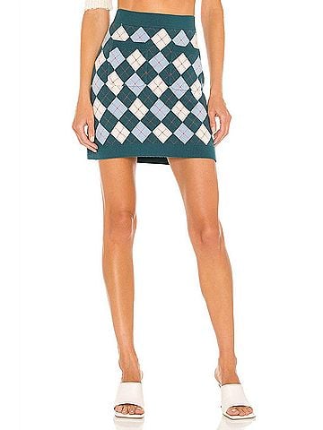 Free People Argyle Viola Sweater Skirt in Marine Combo (view 2)