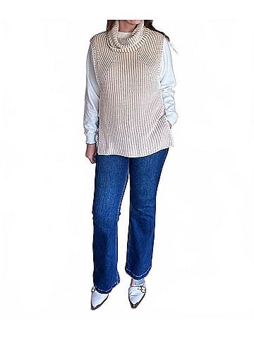 Tribal Wrap Me Up Sleeveless Sweater Vest in Honey And Cream (view 2)