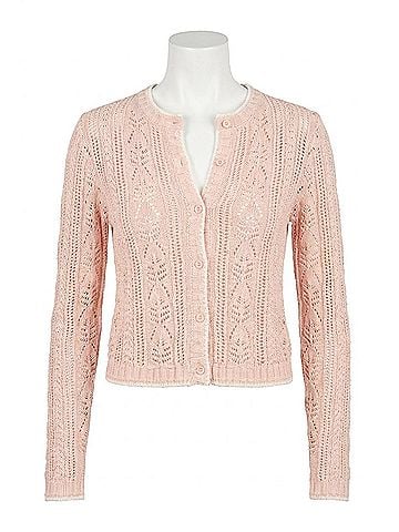 Velvet by Graham & Spencer Daisy Pointelle Cardigan in Blush (view 1)