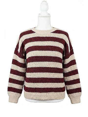 Blu Pepper Sadie Striped Sweater in Beige/Burgundy (view 1)