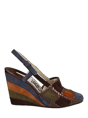 Salvatore Ferragamo Women's Arlequin Wedge Sandal in Blue (view 1)