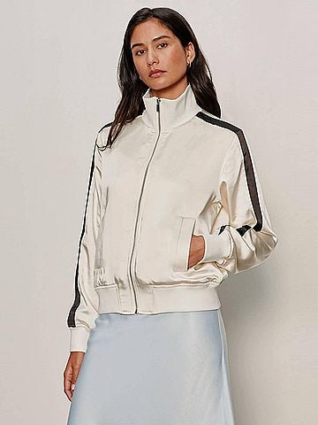 Sanctuary Satin Track Jacket in Collagen (view 2)