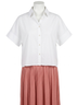 Easel Solid White Cropped Crisp Button Down Shirt in White Size L - photo 1