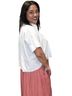 Easel Solid White Cropped Crisp Button Down Shirt in White Size M - photo 3