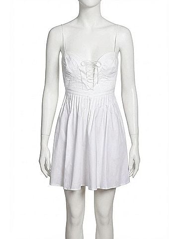 For Love & Lemons Sierra Lace-Up Open-Back Poplin Mini Dress (view 2)