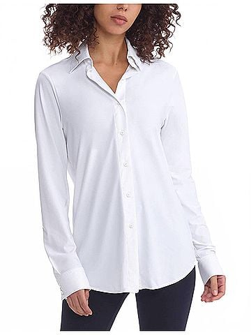 Commando Classic Oversized Button Down Top in White (view 2)