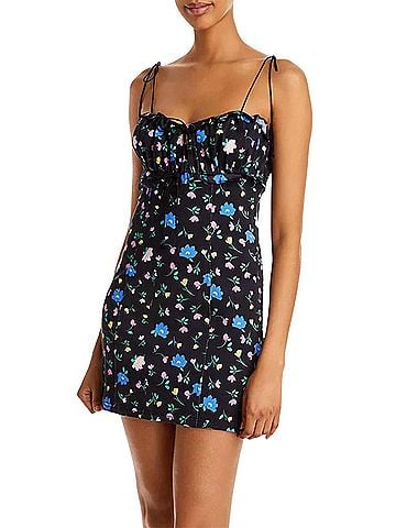 For Love & Lemons Robin Ruched Floral-Print Mini Dress (view 2)