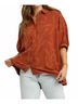 Umgee Brown Leafy Button Down Blouse in Rust Size 1X - photo 2