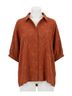 Umgee Brown Leafy Button Down Blouse in Rust Size M - photo 1