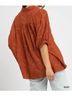 Umgee Brown Leafy Button Down Blouse in Rust Size M - photo 3