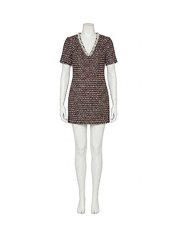 Milly Nyla Tweed Crystal Dress in Scarlet Multi (view 1)