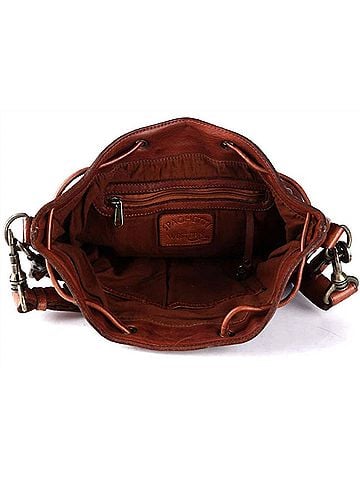 Spaghetti Western Leather Bucket Bag in Brown (view 2)