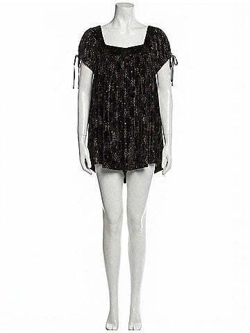 Free People Summer Camp Velvet Tunic Dress in Black Combo (view 1)