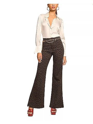 Ramy Brook Tyra Printed Flare Pant in Deep Olive (view 2)