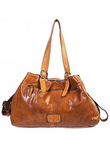 Spaghetti Western Women's Genuine Leather Tote Bag in Tan (view 2)