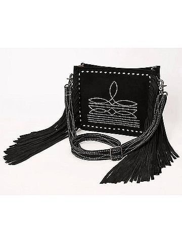 American Darling Women's Boot Stitch Crossbody Bag in Black (view 2)
