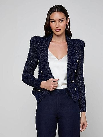 L'Agence Bethany Knit Blazer in Midnight/Nickel (view 2)