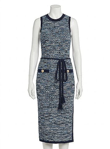 Milly Kim Textured Knit Midi Dress in Blue (view 1)