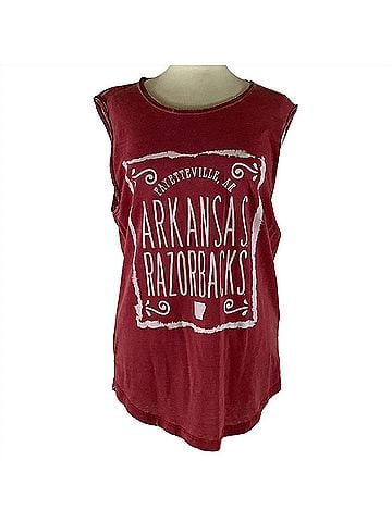 Press Box Women's University Of Arkansas Ruffy Tank in Red (view 1)