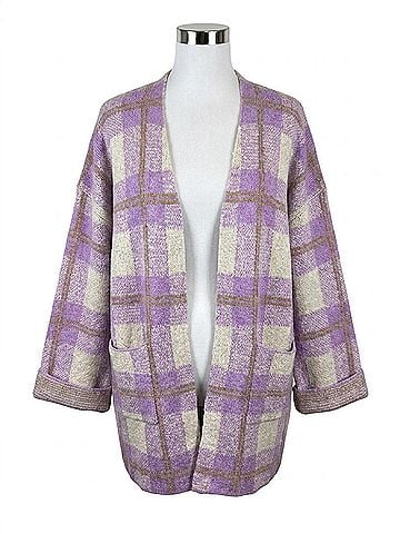 Saltwater LUXE Charli Swing Cardigan in Lilac Plaid (view 1)