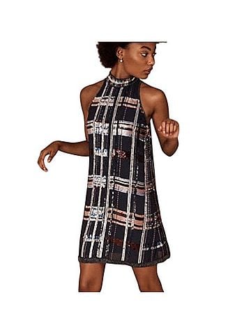 BHLDN Plaid Sequin Charlyn Mock Neck Cocktail Dress (view 1)