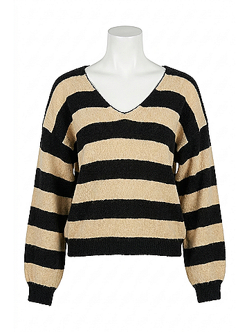 NATION LTD Carmine Pullover Sweater Top in Butterscotch Stripe (view 1)