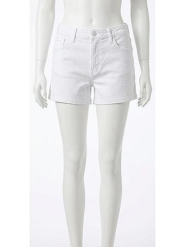 Kut from the Kloth High Rise Roll-Cuff Denim Shorts in Optic White (view 1)