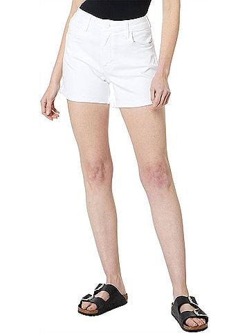 Kut from the Kloth High Rise Roll-Cuff Denim Shorts in Optic White (view 2)