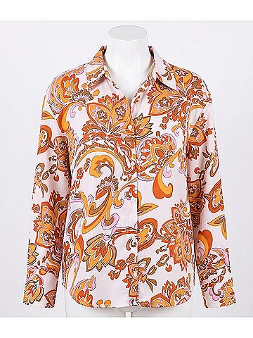 Umgee Vintage Paisley Print Button-Up Blouse in Cream Mix (view 1)